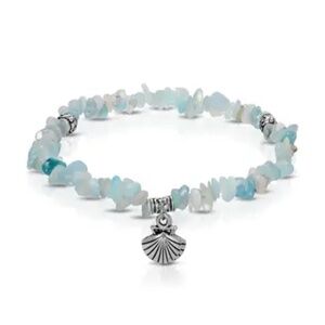 My Fun Colors Ankle Bracelet - Angelite Rock Chip - Shell Charm
